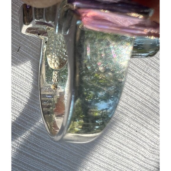 Stunning Sterling Silver 925 Ring With Pink & Purple Gradient Baguette Stones .5 - Picture 4 of 11